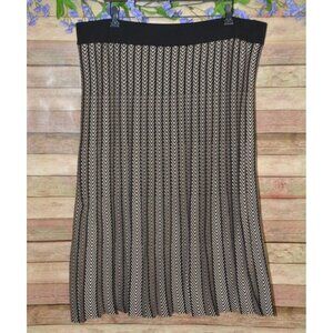 Luna Womens Brown Pleated Pull On Midi A-Line Sweater Skirt Plus Size 2X